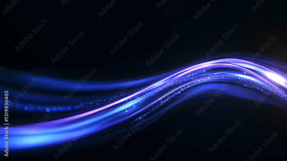 Poster a captivating abstract representation of flowing blue light on a dark background, symbolizing innova
