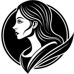 Elegant Young Woman Profile - Vector Illustration, Cartoon, Clipart & Line Art,  Elegant young woman profile in vector, clipart, and line art styles, perfect for digital designs.