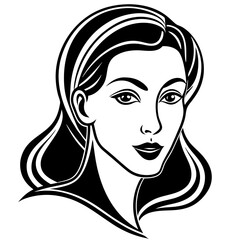Elegant Young Woman Profile - Vector Illustration, Cartoon, Clipart & Line Art,  Elegant young woman profile in vector, clipart, and line art styles, perfect for digital designs.