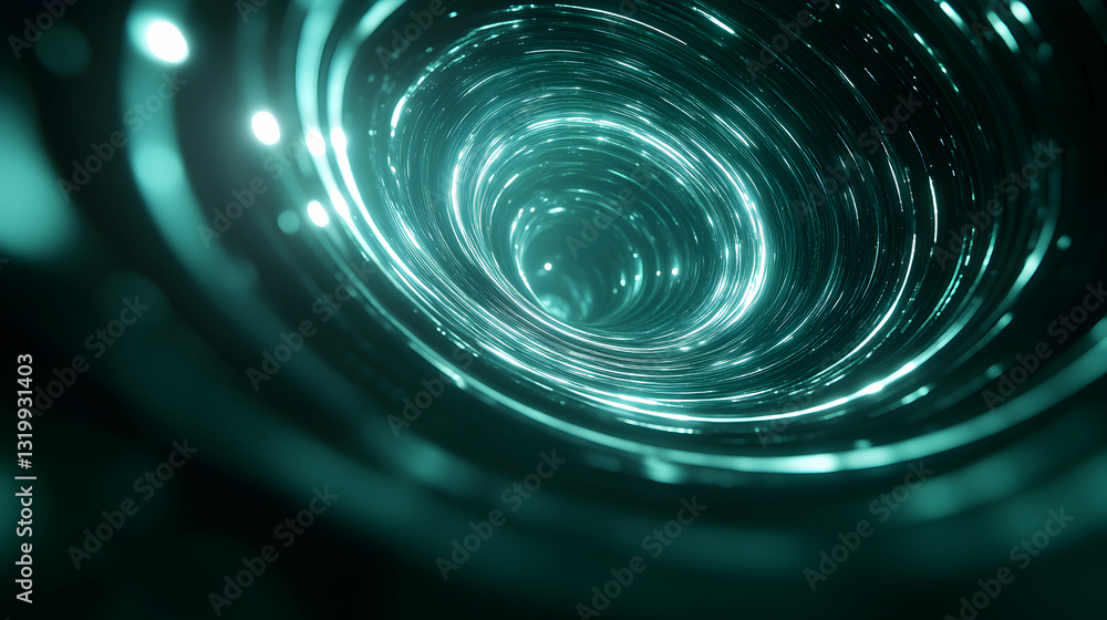 Poster a mesmerizing close-up image of a swirling vortex, showcasing captivating patterns of light and flui