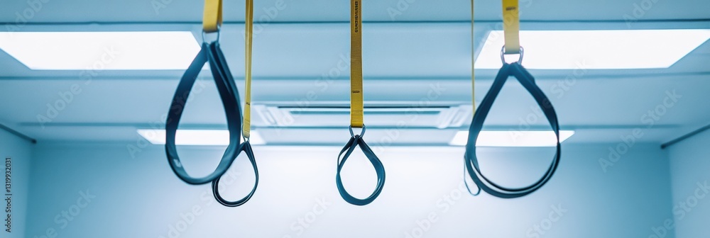 Poster minimal fitness straps hanging in a bright space showcase simple lines and balanced geometric compos