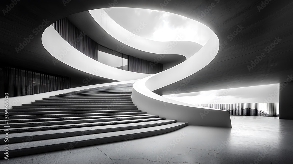 Poster modern architecture spiral staircase design
