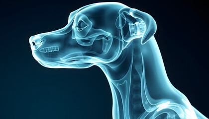 x-ray image of a dog head , with white tonespng