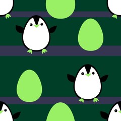 Easter animals seamless penguin and eggs pattern for wrapping paper and fabrics and linens and spring kitchen textiles