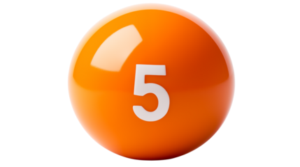 Shiny Orange Sphere Number Five 3D Render Abstract Background Graphic Design Element Illustration
