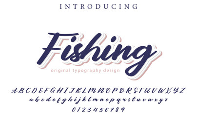Fishing Font Stylish brush painted an uppercase vector letters, alphabet, typeface