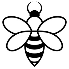 Bee Icon Vector Illustration – Cartoon, Clipart & Line Art Design on White Background, High-quality bee icon vector illustration in cartoon, clipart, and line art style on a white background.
