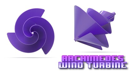 3d illustration of archimedes wind turbine isolated on white background
