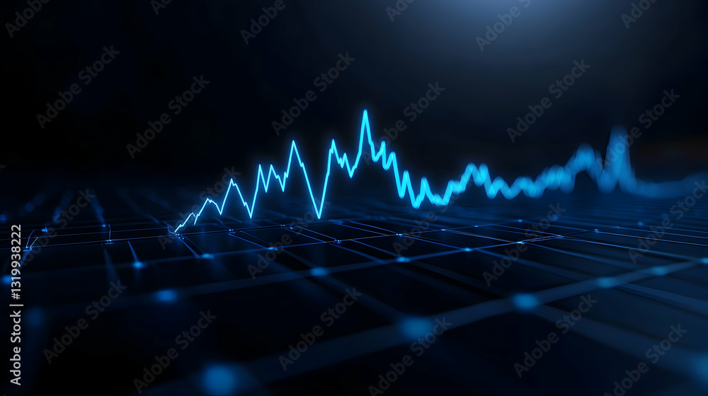 Poster abstract representation of a digital graph illustrating data trends and fluctuations, conveying the 