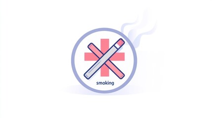 Obraz premium No Smoking Sign with Cigarette and Red Cross Health Warning Icon for Public Spaces