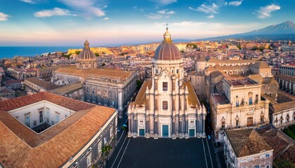 Fototapeta premium scenic aerial perspective saint agatha s cathedral in catania captured from above