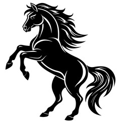Black Horse Silhouette 16 - Vector Illustration, Cartoon, Clipart & Line Art Design,  Black horse silhouette vector illustration, perfect for clipart, cartoons, and line art digital designs.
