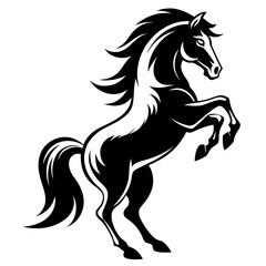 Black Horse Silhouette 16 - Vector Illustration, Cartoon, Clipart & Line Art Design,  Black horse silhouette vector illustration, perfect for clipart, cartoons, and line art digital designs.