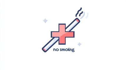 No Smoking Icon with Cigarette and Cross Symbol for Health Awareness Campaigns