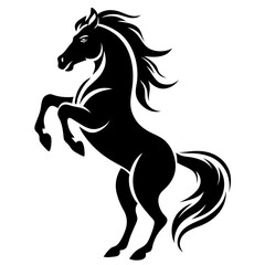 Black Horse Silhouette 16 - Vector Illustration, Cartoon, Clipart & Line Art Design,  Black horse silhouette vector illustration, perfect for clipart, cartoons, and line art digital designs.