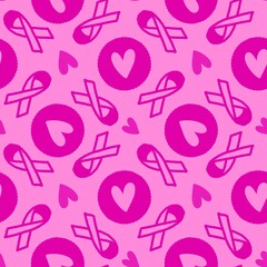 Breast cancer month seamless pink ribbon day mammogram pattern for medical accessories and medicine textiles