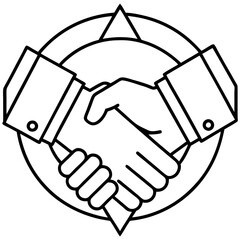 Business Agreement Handshake Line Art Icon - Vector Illustration for Apps & Websites, Business handshake line art icon—vector clipart for apps, websites, contracts, and partnerships.