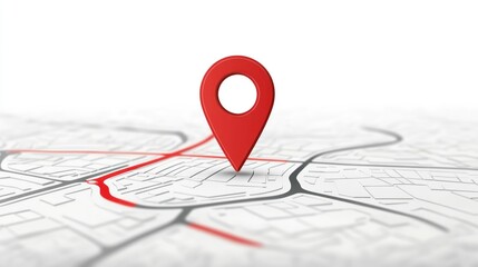 GPS Location Pin Highlighting a Route on a Map