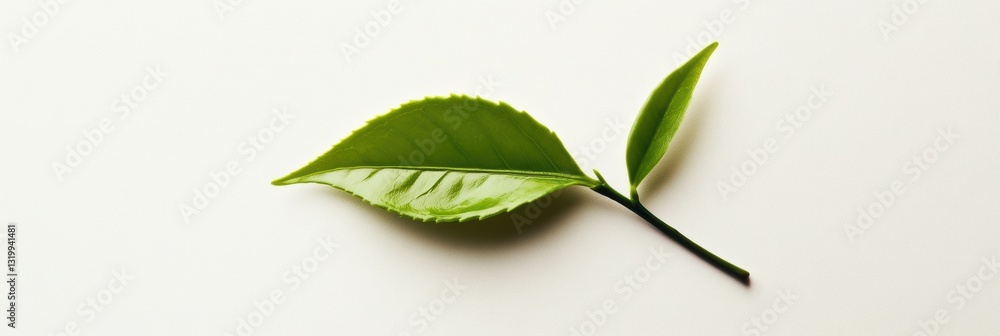 Poster minimalist tea leaf spirals softly in gentle light with balanced composition highlighting natures be