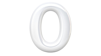 Glossy White Number Zero 3D Render Modern Design Elegant Font Alphabet Digit Graphic Type Text Style
