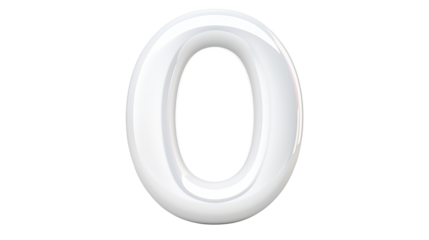 Glossy White Number Zero 3D Render Modern Design Elegant Font Alphabet Digit Graphic Type Text Style