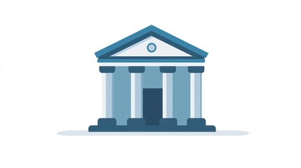 Classic Building Columns Architecture Government Finance Institution  Vector Illustration