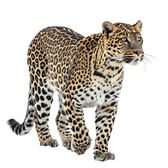 Fototapeta premium full body leopard isolated on a white background, png transparent, african leopard, zoo leopard