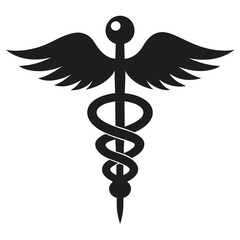 Caduceus Medical Snake Logo Icon Vector - Isolated Symbol for Healthcare & Pharmacy Design, Caduceus medical snake logo icon vector, perfect for healthcare, pharmacy, and hospital branding.