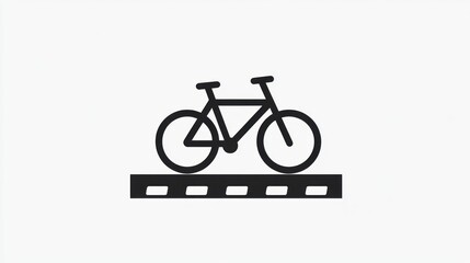 Fototapeta premium Bicycle on Road Icon Minimalist Design for Transportation Cycling and Urban Mobility Concept