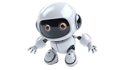 Adorable White Robot Character Digital Art Cute Friendly Bot Technology Innovation Futuristic Design