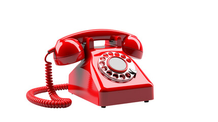 Classic Red Rotary Phone Vintage Telephone Communication Device old call dial retro shiny black