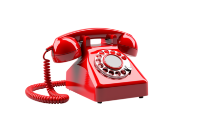 Classic Red Rotary Phone Vintage Telephone Communication Device old call dial retro shiny black