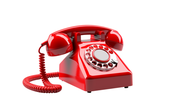 Classic Red Rotary Phone Vintage Telephone Communication Device old call dial retro shiny black