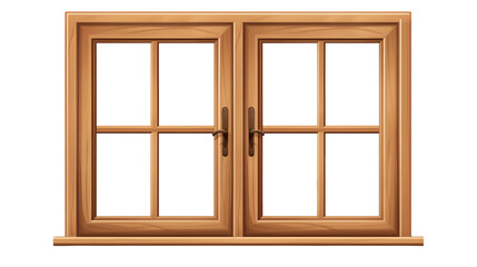 Obraz premium Wooden Double Pane Window Frame Rustic Design Home Interior Element brown house cabin rural decor