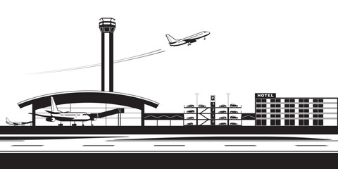 Airport amenities – vector illustration