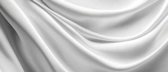 Obraz premium Soft white silk fabric draped elegantly, creating gentle waves