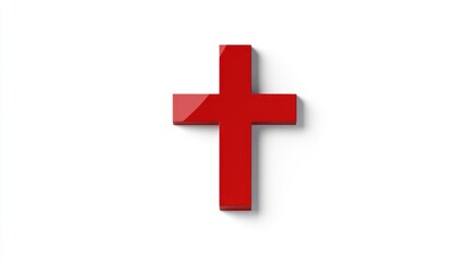 Obraz premium A bold red cross symbol standing out against a clean white background ideal for religious spi
