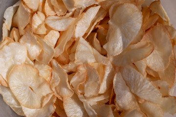 close up of fried cassava chips