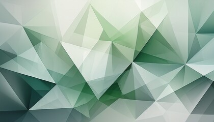 layered abstract with translucent polygons stacked in gradients of soft gray and green