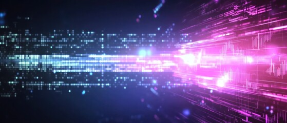 Fototapeta premium Abstract digital light trails depicting vibrant colors and dynamic movement, suggesting technology and creativity in a futuristic setting