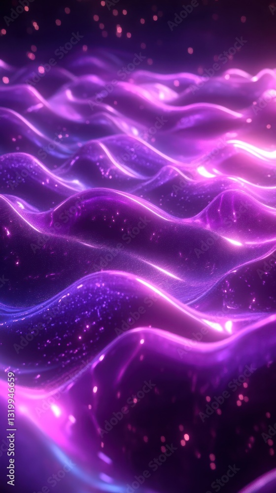 Poster abstract waves of purple light creating a mesmerizing pattern