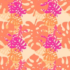 Summer palm leaves seamless flora pattern for wrapping paper and fabrics and linens and kids clothes print