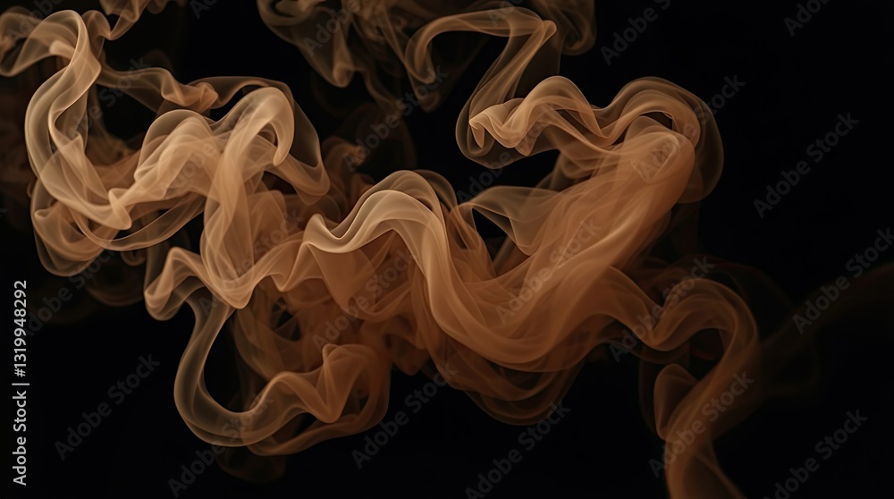 Aufkleber soft brown smoke dances and swirls in a fluid motion against a black backdrop creating a mesmerizing
