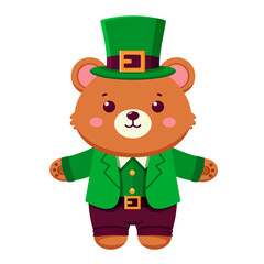 Cute St. Patrick's Day illustration featuring an adorable bear dressed as a leprechaun