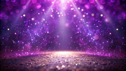 Dramatic Glittering Light Purple Particles on Stage with Bokeh Effect , enchanting, glow,  enchanting, glow, mystical
