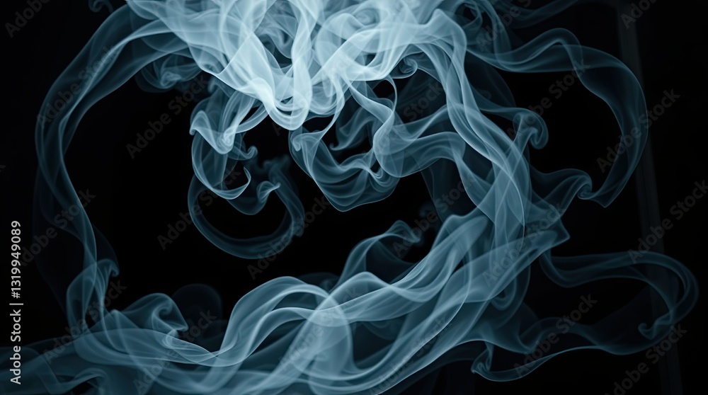 Aufkleber soft blue smoke elegantly swirls and dances in the air creating fluid shapes and patterns against a 