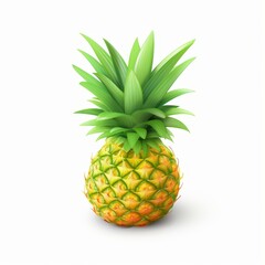 Fototapeta premium A vibrant pineapple with sharp green foliage on a clean white backdrop, perfect for creating a fresh and fruity vibe.