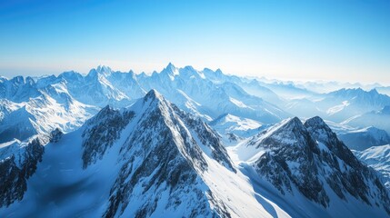 Obraz premium Majestic Winter Alps Panorama, Breathtaking Aerial View of Snow-Capped Peaks