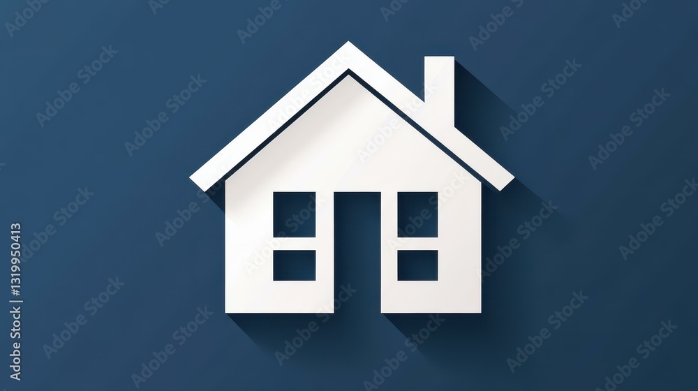 Poster simplistic house icon symbolizing comfort, designed in a clean 2d format on a minimalistic backgroun
