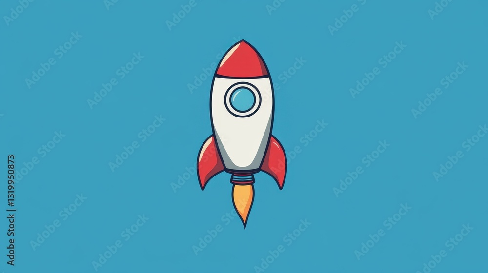 Poster a sleek rocket design featuring minimal shapes and a vibrant color palette against a clean backdrop 